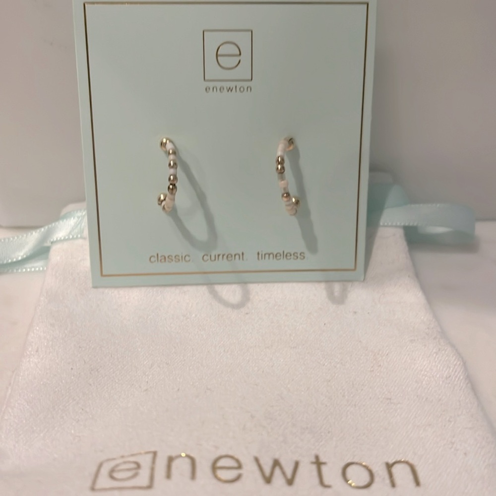 NWT enewton white and gold hoop earrings.